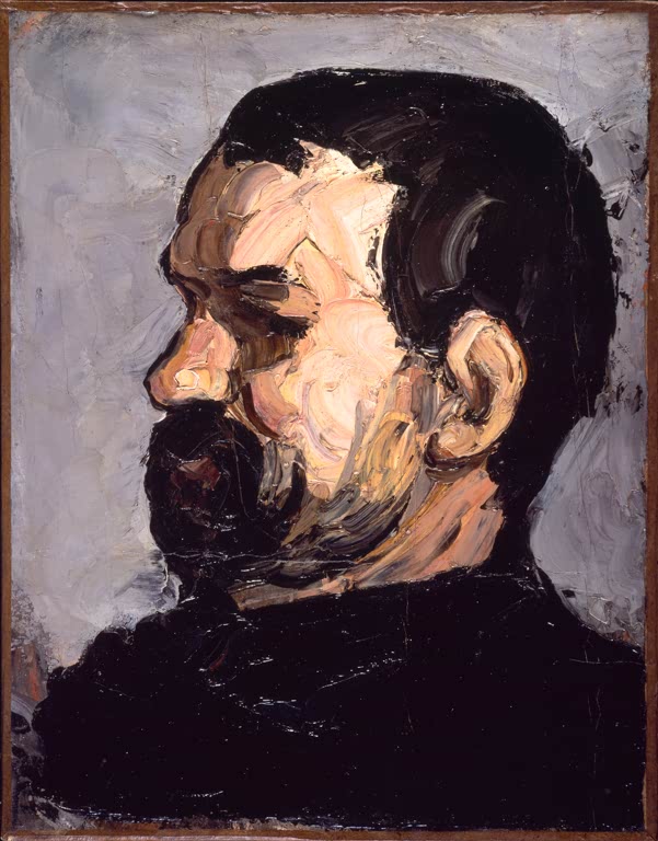 Männerkopf im Profil mit dunklem Bart, kräftig gespachtelt – Paul Cézanne Oncle Dominique Kunstkopie