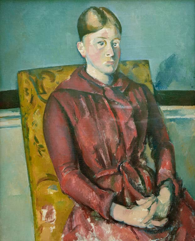 Frau in rotem Kleid im gelben Lehnstuhl – Paul Cézanne Madame Cézanne au fauteuil jaune Kunstkopie