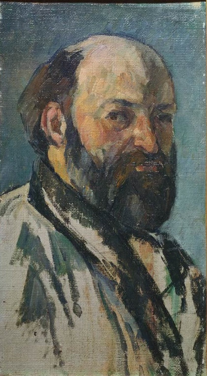 Schmales Porträt eines Mannes mit Glatze und Vollbart – Paul Cézanne Selbstbildnis Kunstkopie