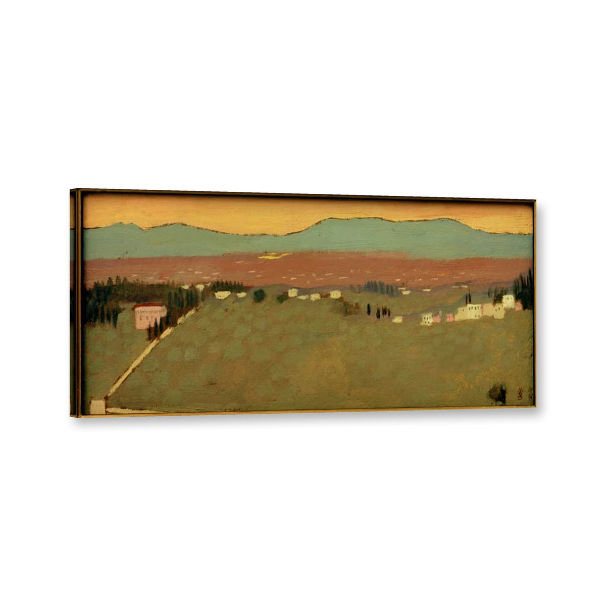 Paysage près de Fiesole von Maurice Denis als Leinwand – Perspektivansicht