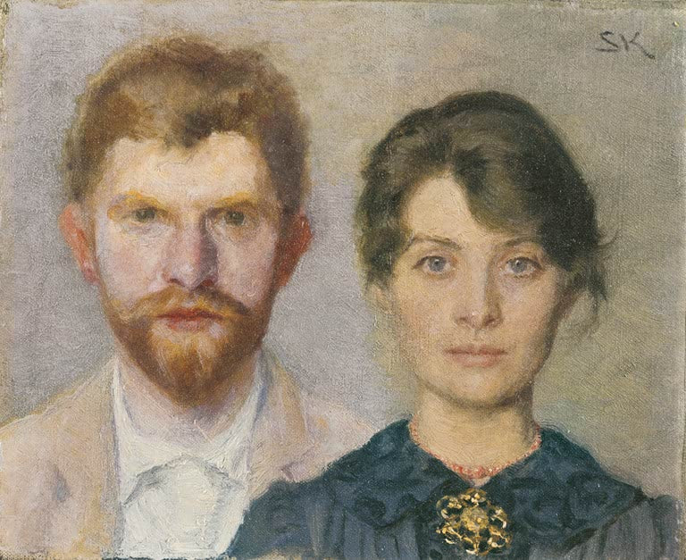 Doppelbildnis von Mann und Frau – Peder Severin Kröyer Doppelporträt von Marie und P. S. Krøyer Kunstkopie