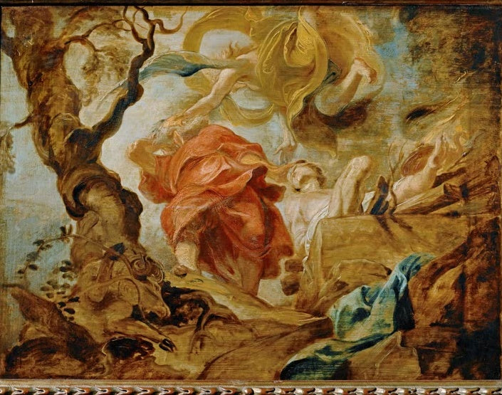 Peter Paul Rubens Abraham opfert Isaak Kunstkopie, Engel greift in Abrahams Opfer ein, Isaak liegt auf dem Altar