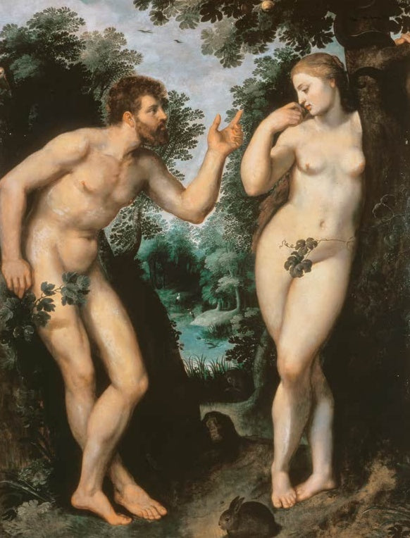 Peter Paul Rubens Adam und Eva unter dem Baum der Erkenntnis Kunstkopie, zwei Gestalten im Paradiesgarten mit Hase