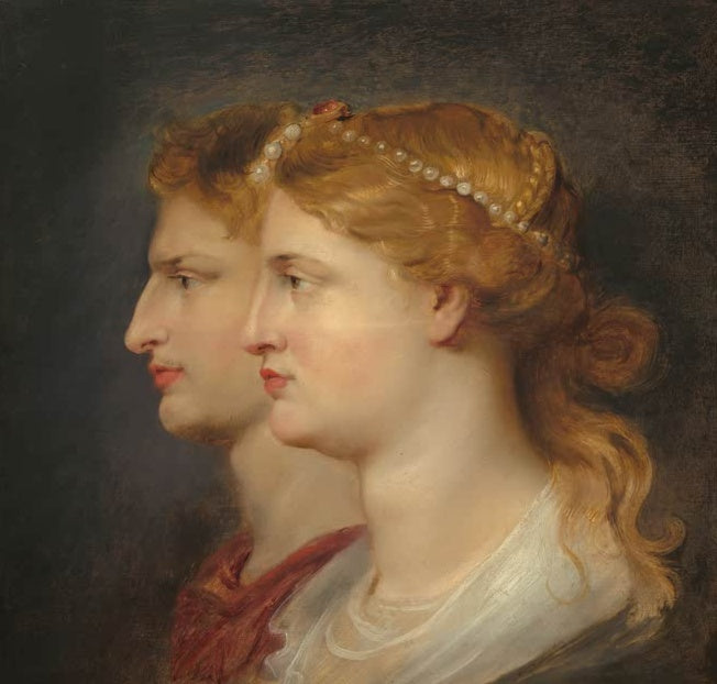 Peter Paul Rubens Agrippina und Germanicus Kunstkopie, Doppelprofil einer Frau mit Perlendiadem und eines Mannes