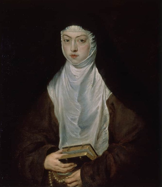 Peter Paul Rubens Ana Dorotea von Habsburg als Nonne der Descalzas Reales Kunstkopie, junge Nonne mit Schleier und Gebetbuch