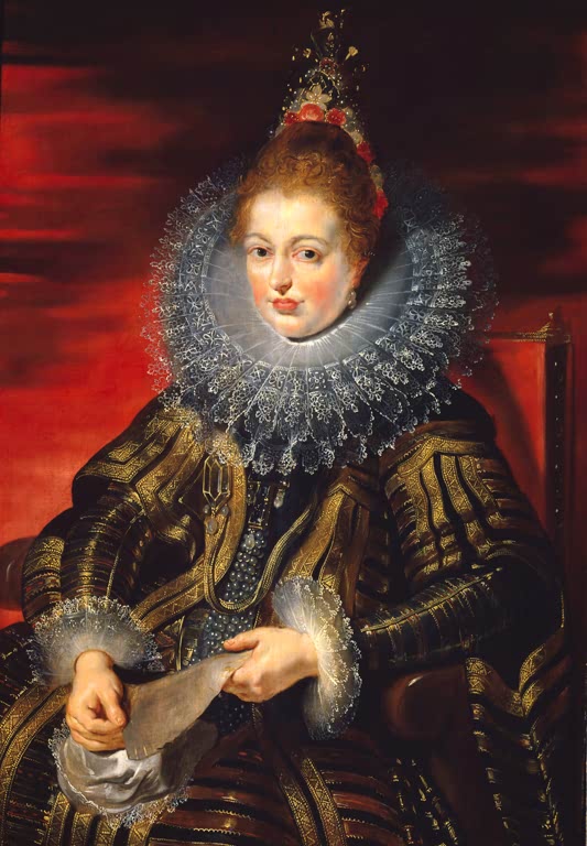 Peter Paul Rubens Bildnis der Infantin Isabella Clara Eugenia Kunstkopie, Statthalterin mit Spitzenkragen und Goldgewand