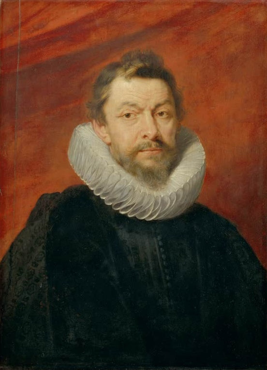 Peter Paul Rubens Bildnis des Baron Henri de Vicq Kunstkopie, Mann mit Bart, Halskrause und schwarzem Gewand vor rotem Grund