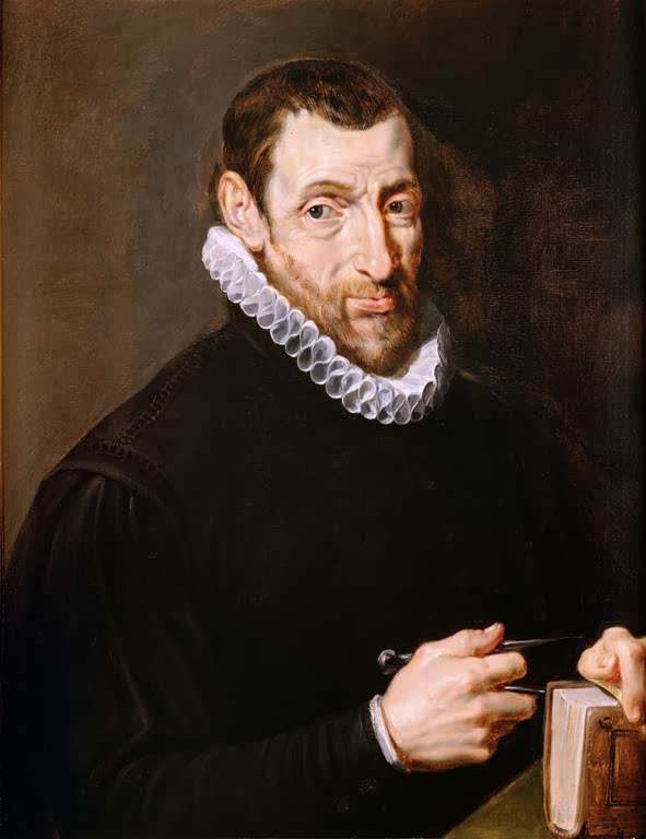 Peter Paul Rubens Bildnis des Christophe Plantin Kunstkopie, Halbfigur eines Mannes mit Halskrause, Zirkel und Buch