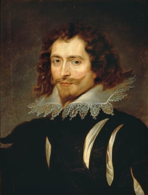 Peter Paul Rubens Bildnis des Herzogs von Buckingham Kunstkopie, Mann mit Locken, Schnurrbart und Spitzenkragen