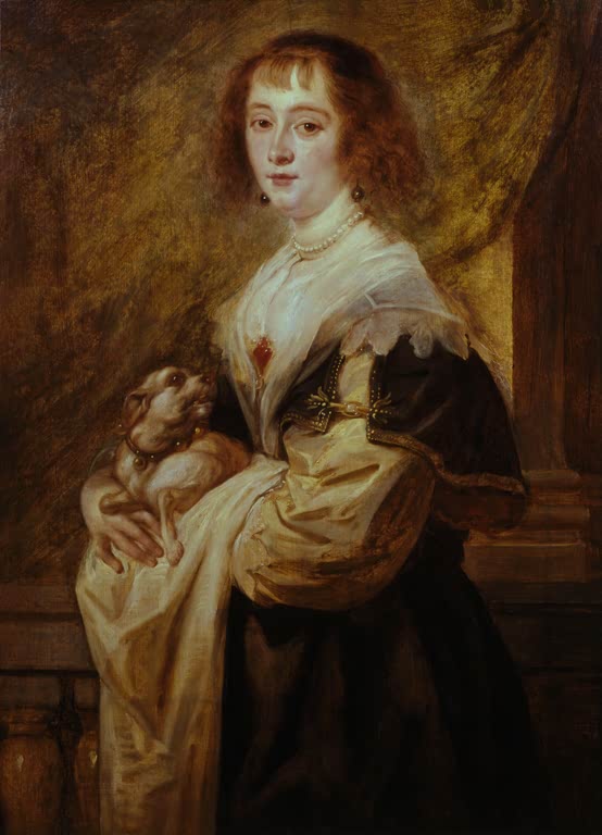 Peter Paul Rubens Bildnis einer Dame mit einem kleinen Hund Kunstkopie, junge Frau mit Perlenkette hält Hündchen im Arm