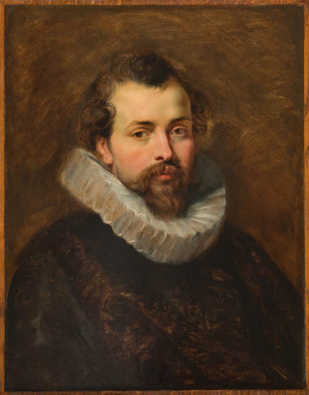 Peter Paul Rubens Bildnis Philipp Rubens Kunstkopie, Mann mit Bart und weißer Halskrause vor braunem Hintergrund