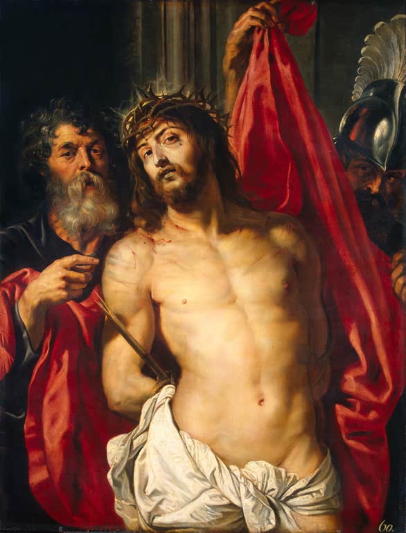 Peter Paul Rubens Christus mit der Dornenkrone Kunstkopie, dornengekrönter Christus vor rotem Mantel mit zwei Männern