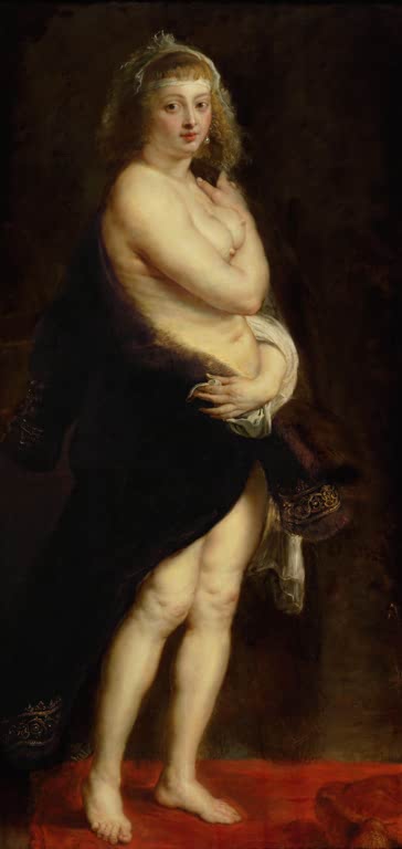 Peter Paul Rubens Das Pelzchen Kunstkopie, Helena Fourment in dunklem Pelzmantel, den sie schützend vor dem Körper hält