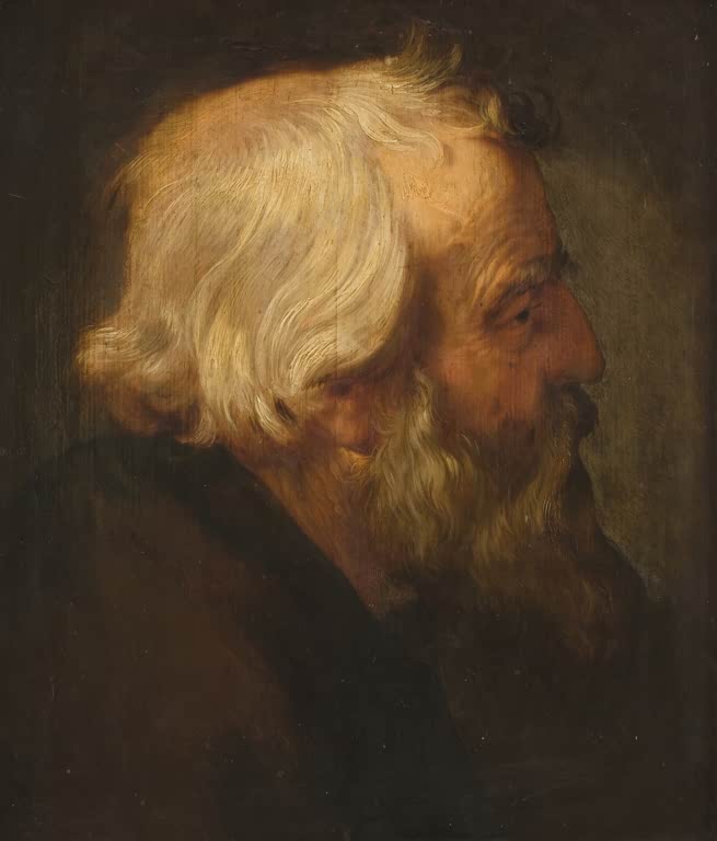 Peter Paul Rubens Der Apostel Petrus, Kopfstudie im Profil Kunstkopie, alter Mann mit weißem Haar und Bart im Profil