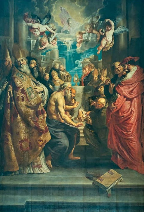 Peter Paul Rubens Der Disput über das Altarsakrament Kunstkopie, Kirchenväter, Bischöfe und Engel um eine Monstranz