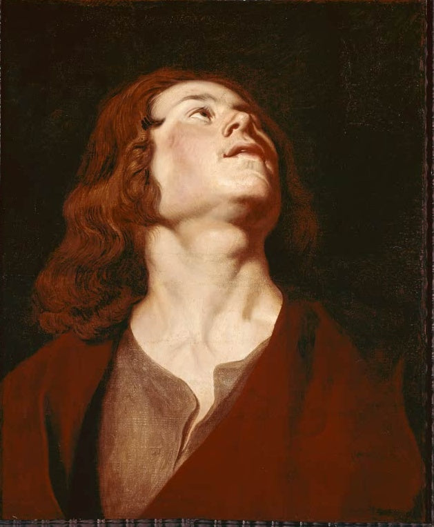 Peter Paul Rubens Der Evangelist Johannes Kunstkopie, junger Mann mit lockigem rotem Haar blickt andächtig nach oben