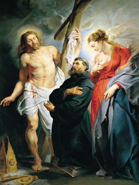 Peter Paul Rubens Der heilige Augustinus zwischen Christus und der Jungfrau Kunstkopie, Mönch zwischen zwei Gestalten