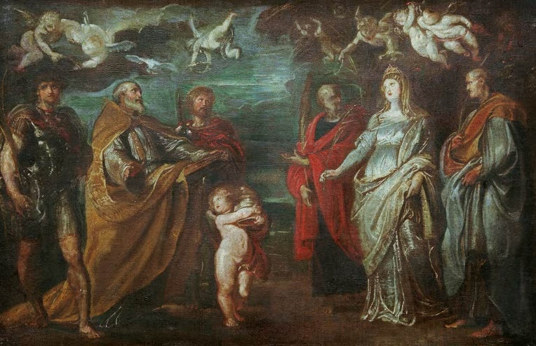 Peter Paul Rubens Der heilige Gregor mit den Märtyrern, Ölskizze in Salzburg Kunstkopie, Heilige, Putten und Engel