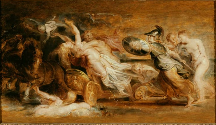 Peter Paul Rubens Der Raub der Proserpina Kunstkopie, Pluto entführt Proserpina im Wagen, Minerva mit Schild eilt herbei