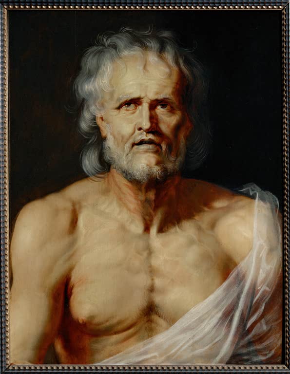 Peter Paul Rubens Der sterbende Seneca Kunstkopie, älterer Mann mit grauem Bart, nacktem Oberkörper und weißem Tuch