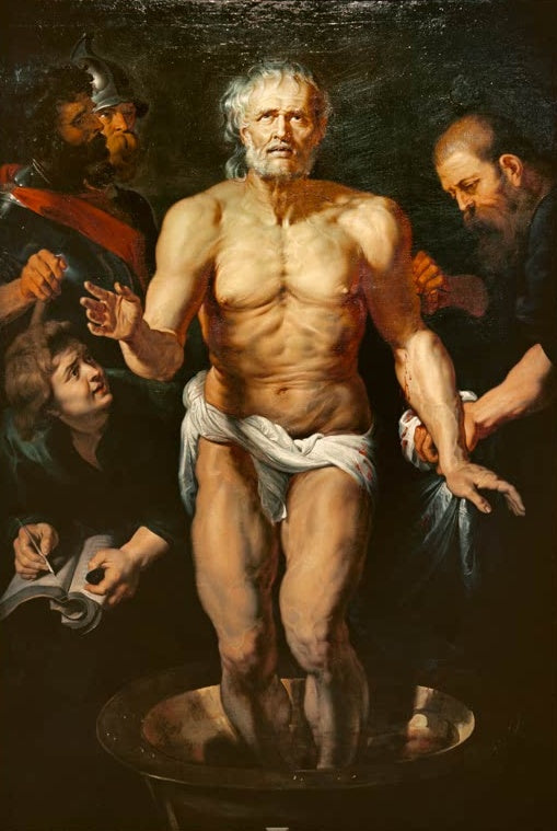 Peter Paul Rubens Der sterbende Seneca Kunstkopie, alter Philosoph steht in einer Wanne, umgeben von Schreiber und Soldaten