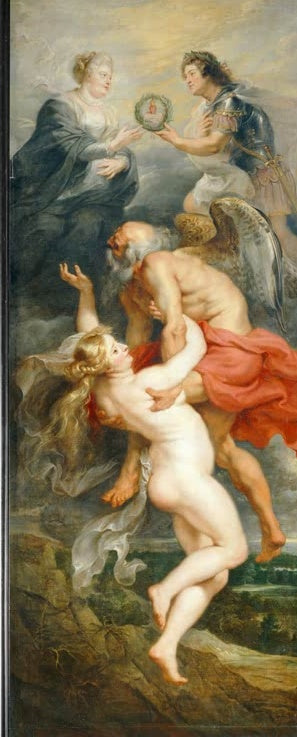 Peter Paul Rubens Der Triumph der Wahrheit Kunstkopie, Chronos trägt die Wahrheit empor, darüber Königin und Merkur