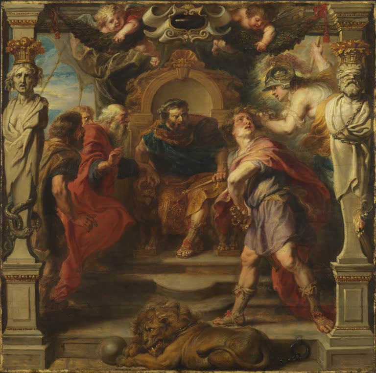 Peter Paul Rubens Der Zorn des Achilles, London Kunstkopie, Achilles zieht das Schwert, Athene hält ihn an den Haaren