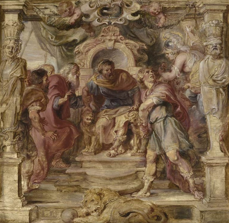 Peter Paul Rubens Der Zorn des Achilles, Ölskizze Kunstkopie, Achilles zückt das Schwert, Athene hält sein Haar