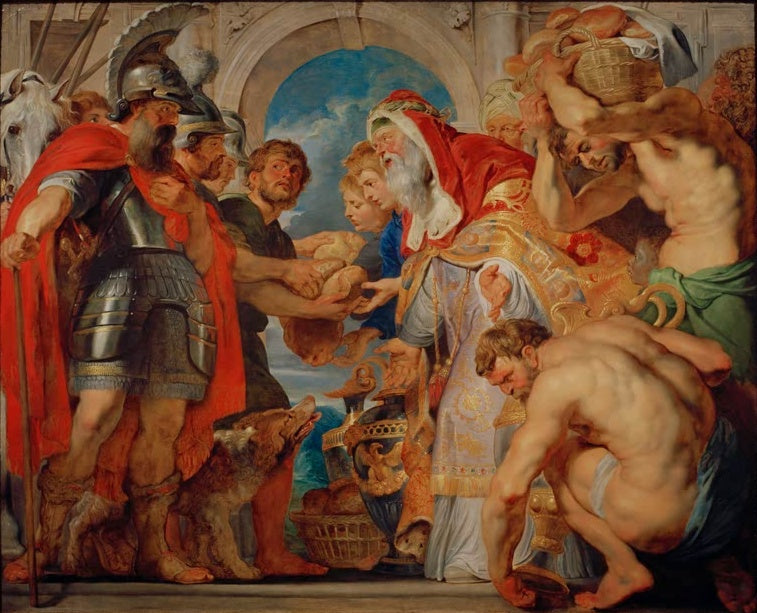 Peter Paul Rubens Die Begegnung von Abraham und Melchisedech, Caen Kunstkopie, Priesterkönig empfängt einen Feldherrn