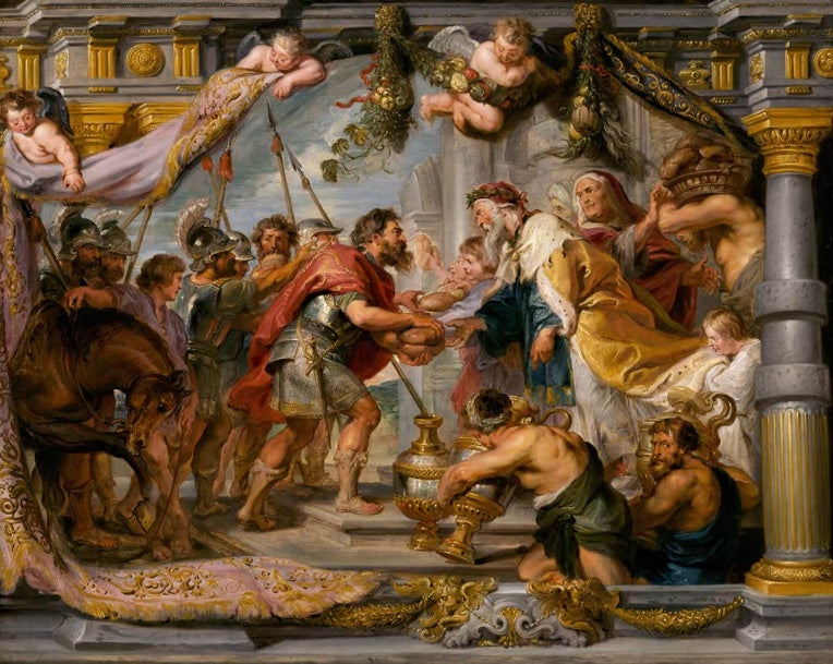 Peter Paul Rubens Die Begegnung von Abraham und Melchisedech, Modello in Washington Kunstkopie, Feldherr und Priesterkönig