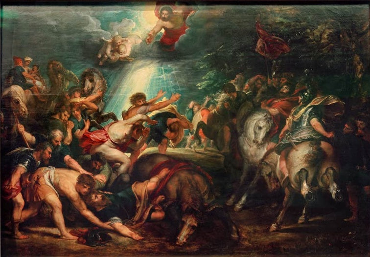 Peter Paul Rubens Die Bekehrung des Saulus zum Paulus Kunstkopie, Saulus stürzt vom Pferd im Strahl himmlischen Lichts