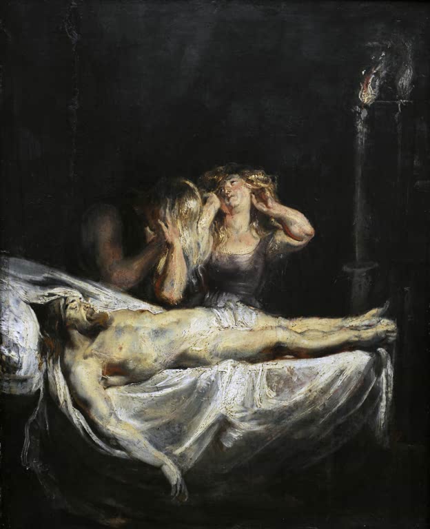 Peter Paul Rubens Die Beweinung des toten Christus Kunstkopie, klagende Frauen am Lager des Leichnams im Licht einer Fackel