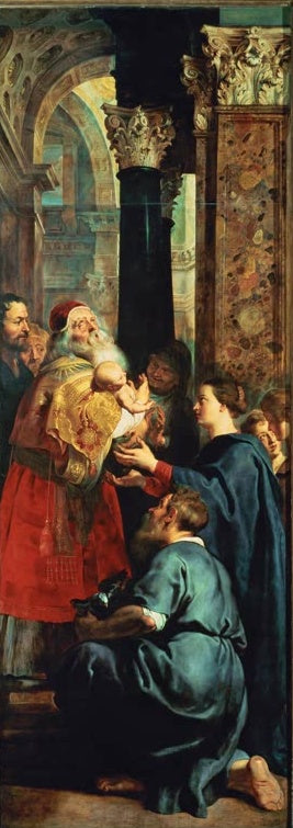 Peter Paul Rubens Die Darstellung Christi im Tempel, Antwerpen Kunstkopie, Simeon nimmt das Kind in die Arme