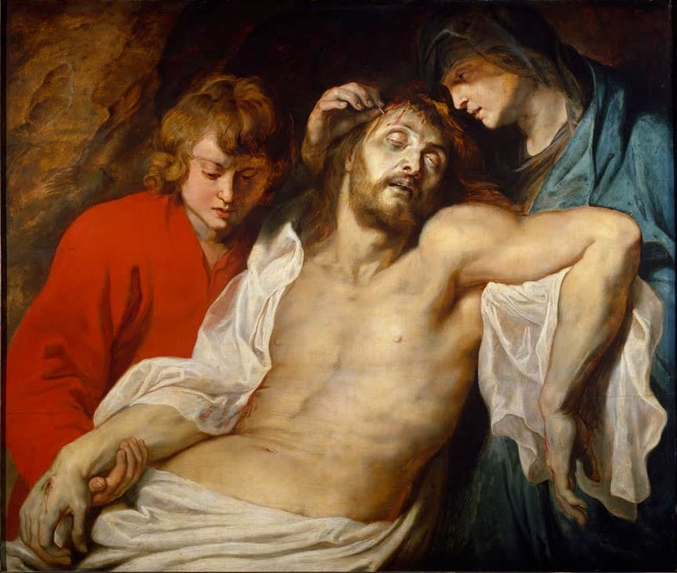 Peter Paul Rubens Die Große Beweinung Christi, Wien Kunstkopie, Maria und Johannes trauern um Christus