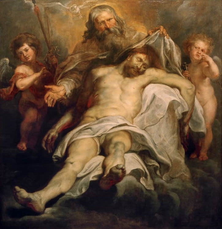 Peter Paul Rubens Die Heilige Dreifaltigkeit mit dem toten Christus Kunstkopie, Gottvater hält den toten Sohn