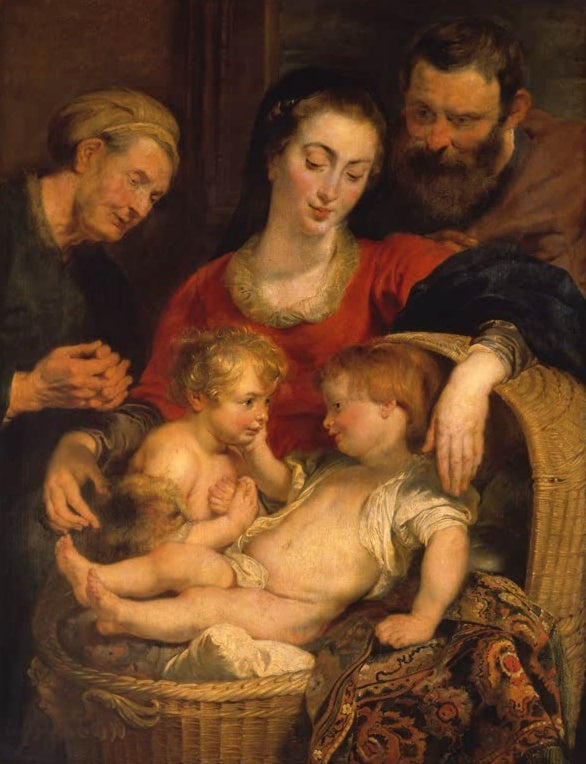 Peter Paul Rubens Die Heilige Familie mit dem Weidenkorb Kunstkopie, Maria, Josef, eine ältere Frau und zwei Kinder
