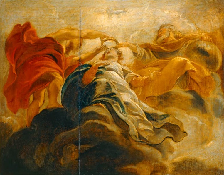 Peter Paul Rubens Die Krönung der Jungfrau durch Gottvater und Christus, Ölskizze Kunstkopie