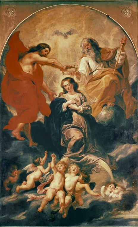 Peter Paul Rubens Die Marienkrönung, Brüssel Kunstkopie, Christus und Gottvater krönen die betende Maria