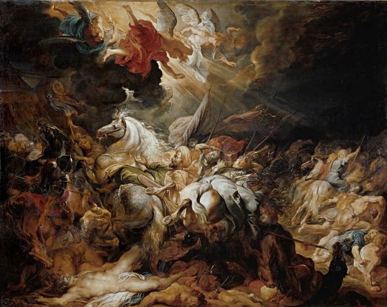 Peter Paul Rubens Die Niederlage Sanheribs Kunstkopie, Engel stürzen auf assyrische Reiter herab