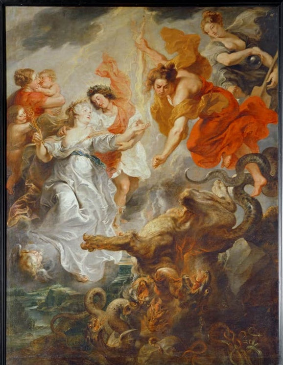 Peter Paul Rubens Die vollkommene Versöhnung der Königin Kunstkopie, Marie de Medici, Merkur, Götter und Hydra im Sturm