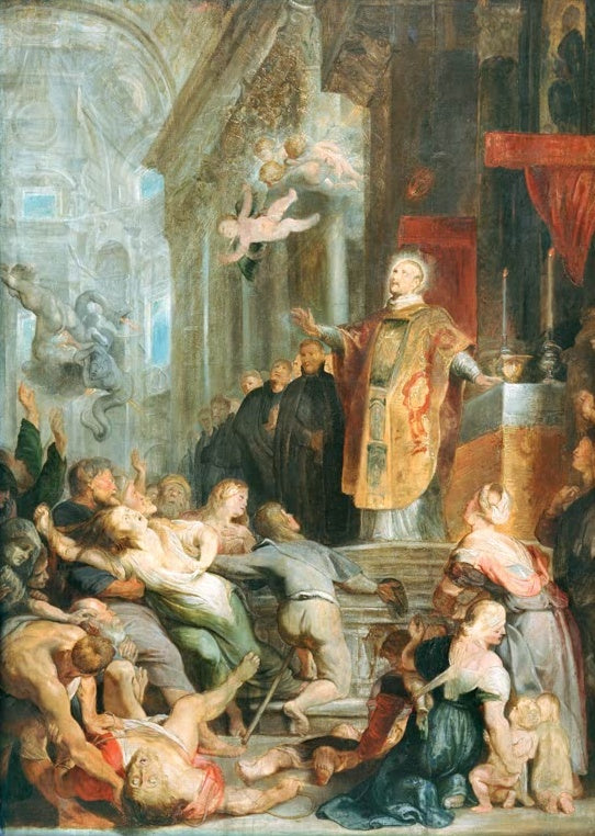 Peter Paul Rubens Die Wunder des heiligen Ignatius von Loyola Kunstkopie, Heiliger am Altar heilt Kranke und Besessene