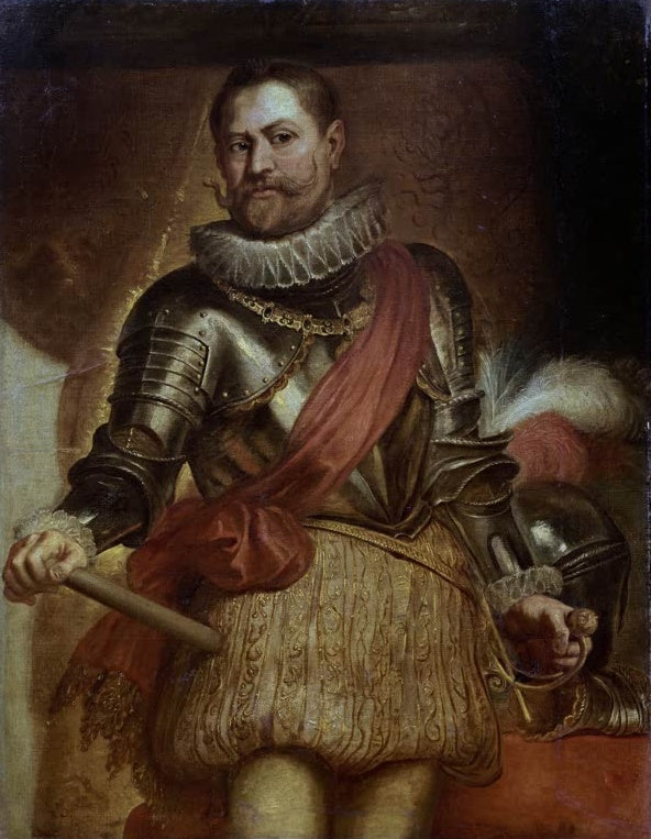 Peter Paul Rubens Erzherzog Ernst von Österreich Kunstkopie, Fürst in Rüstung mit roter Schärpe, Halskrause und Kommandostab