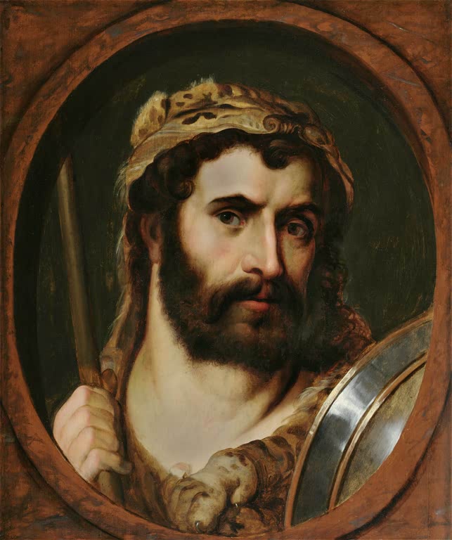 Peter Paul Rubens Kaiser Commodus als Herkules Kunstkopie, bärtiger Mann mit Löwenfell, Keule und Schild im Oval