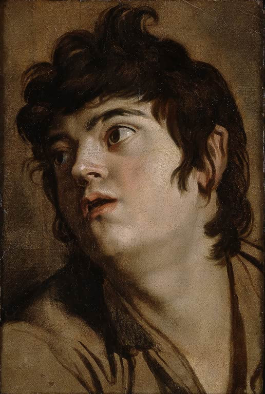 Peter Paul Rubens Kopf eines jungen Mannes Kunstkopie, seitlich blickender Jüngling mit dunklem Haar in warmen Brauntönen
