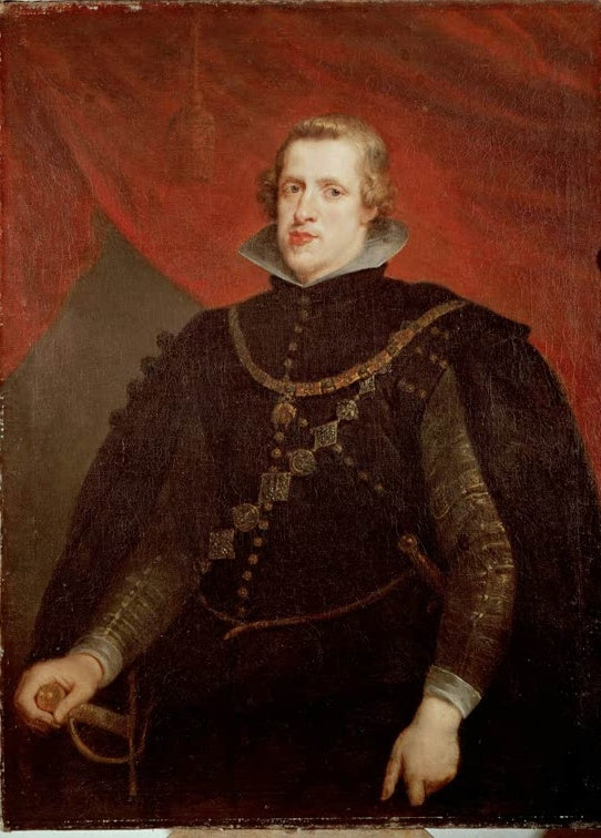 Peter Paul Rubens Philipp IV. von Spanien Kunstkopie, Halbfigur des Königs in schwarzem Gewand mit goldener Ordenskette
