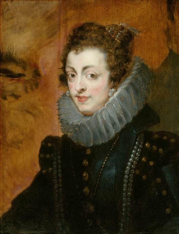 Peter Paul Rubens Porträt der Isabella von Bourbon, Chicago Kunstkopie, Frau mit Halskrause und Perlen in dunklem Kleid