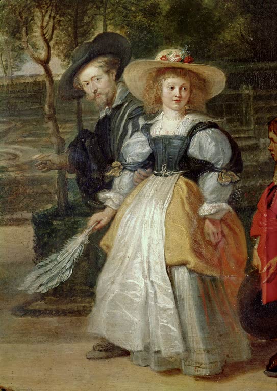 Peter Paul Rubens Rubens und seine zweite Frau im Garten Kunstkopie, Paar im Garten, sie mit Strohhut und Federfächer