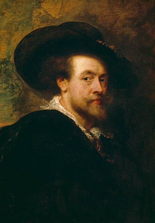 Peter Paul Rubens Selbstbildnis Kunstkopie, Brustbild des Malers mit breitkrempigem schwarzem Hut und Schnurrbart