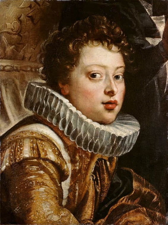 Peter Paul Rubens Vincenzo II. Gonzaga Kunstkopie, Knabe mit Lockenhaar und Halskrause in goldbesticktem Wams