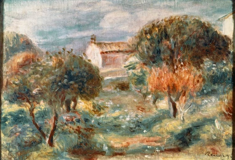 Olivenbäume und ein Haus im sonnigen Garten – Pierre-Auguste Renoir Allée au jardin des Collettes Kunstkopie